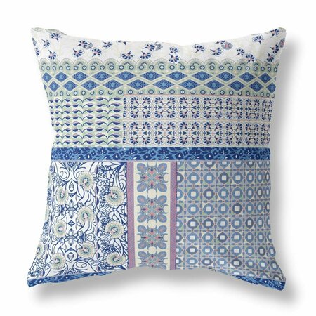 HOMEROOTS 18 in. Patch Indoor Outdoor Throw Pillow White Blue & Lavender 470524